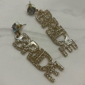 Gold Glitter Bride Earrings